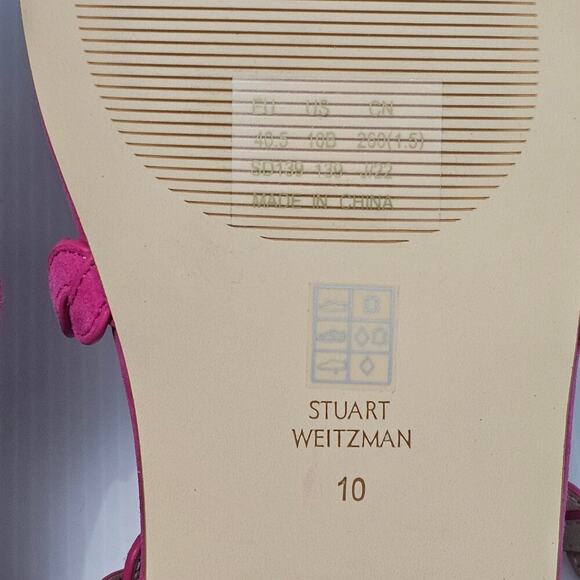 NEW Stuart Weitzman Twistie Sandal Flat Braided Strappy Pink Suede Size 10 - Picture 11 of 12